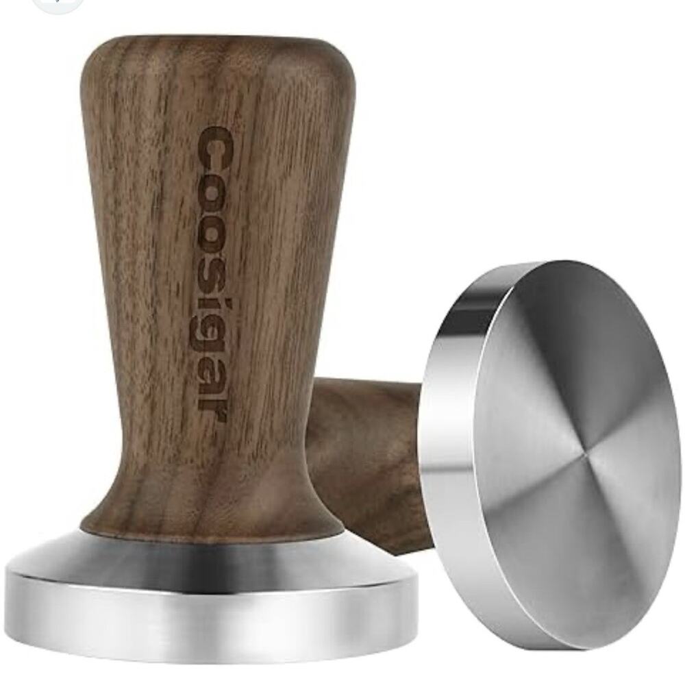 NEW Coosigar 51mm Espresso Tamper Barista Coffee Extraction Tool Wood Steel Base